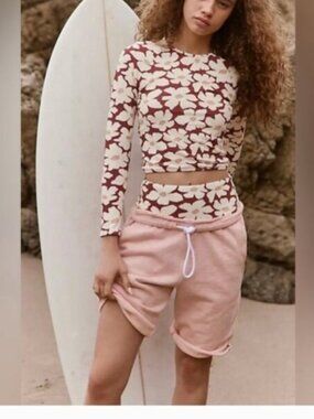 NWOT Free People Movement For The Win Long Short Heather Pink Gray X - Small